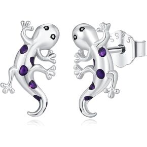 Gecko Earrings Lizard Earrings S925 Sterling Silver Cute Animal Gecko Lizard Stud Earrings Lizard Jewelry Gifts for Women Reptile Lovers