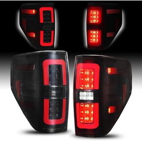 AUTOONE F150 LED Tail Light Assembly Black Housing Smoked Lens Rear Lamps Replacement for 2009 2010 2011 2012 2013 2014 Ford F-150, Driver & Passenger Side