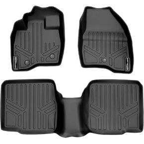 SMARTLINER Custom Fit Floor Mats 2 Row Liner Set Black for 2011-2014 Ford Explorer Without 2nd Row Center Console