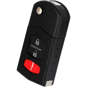 Cciyu 1 X Flip Key Fob Uncut Blade (حافظة SHELL) 3 أزرار بديلة لمازدا 2 3 5 CX-7 CX-9 مع FCC: BGBX1T478SKE125-01 662F-SKE12501 SKE12501 G2YA-76-2GXB KPU41788