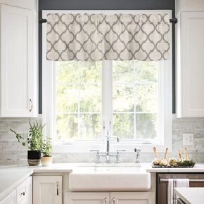 Valances Curtains for Living Room Farmhouse Burlap Texture Vintage Moroccan Semi Sheer Valance for Windows Rod Pocket Short Window Treatment Decor Curtains Light Filtering Kitchen Valance 42"x12"