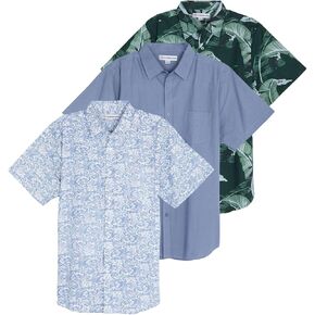 Real Essentials 3 Pack: Men's Regular-Fit Short-Sleeve Poplin Shirt (Available in Big & Tall)