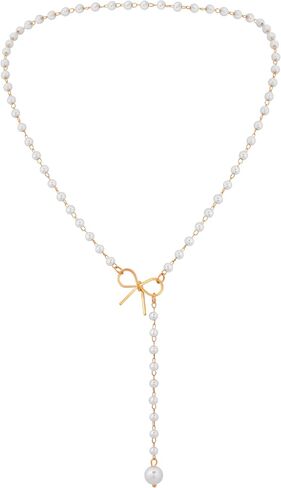 Sacina Silver-tone-tone Imitation- Imitation-pearl Choker Necklace, Imitation-Imitation-pearl Necklaces for Women, Bow Necklace, Drop Necklace, Long Imitation-Imitation-pearl Necklace, Christmas Jewelry Gift for Women in Saudi Arabia