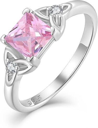 Celtic Knot Rings 925 Sterling Silver 6mm Princess Cut Birthstone Engagement Rings for Women in Kuwait
