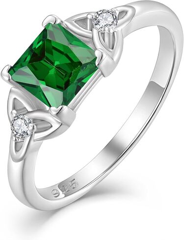 Celtic Knot Rings 925 Sterling Silver 6mm Princess Cut Birthstone Engagement Rings for Women in Kuwait