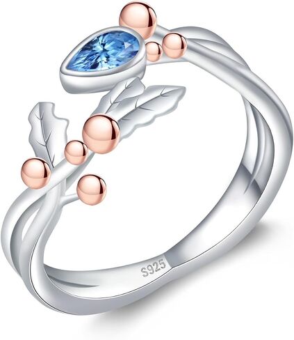 Birth Flower Rings for Women 925 Sterling Silver Flower Month Ring Flower Birthstone Ring BirthFlower Jewelry Birth Flower Gifts Open Adjustable in Kuwait