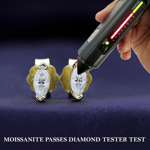 18k Gold Plated Sterling Silver Post Moissanite Stud Earrings for Women | 5MM X 2.5MM Marquise Shape Solitaire Moissanite Stud Earrings | Cartilage Earring | Piercing Jewelry | Small Stud Earrings in Kuwait