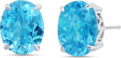 2.5CT Oval Cut Birthstone Earrings for Women Gemstone Stud in 925 Sterling Silver – 10 x 8mm Hypoallergenic – Push Back Stone Studs Set Earings by Nicole Miller Fine Jewelry in Saudi Arabia