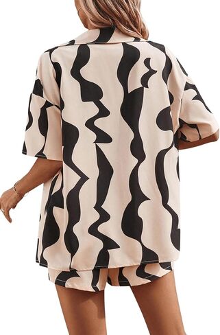 Verdusa Women's 2 Piece Outfits Drop Shoulder Button Down Blouse Shorts Sets in Saudi Arabia