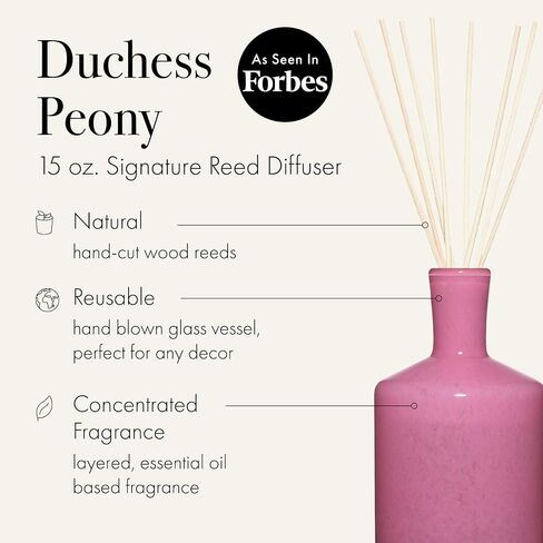 LAFCO New York Signature Reed Diffuser, Feu de Bois - 15 oz - Up to 9 Months Fragrance Life - Reusable, Hand Blown Glass Vessel - Natural Wood Reeds - Made in The USA in Kuwait
