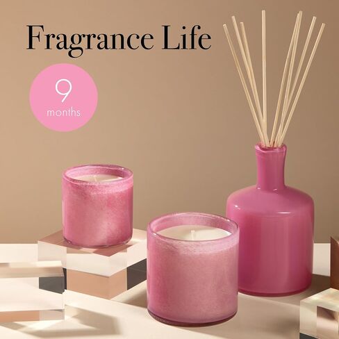 LAFCO New York Signature Reed Diffuser, Feu de Bois - 15 oz - Up to 9 Months Fragrance Life - Reusable, Hand Blown Glass Vessel - Natural Wood Reeds - Made in The USA in Kuwait