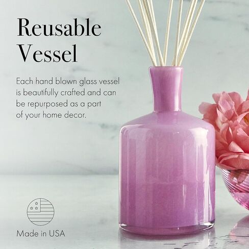 LAFCO New York Signature Reed Diffuser, Feu de Bois - 15 oz - Up to 9 Months Fragrance Life - Reusable, Hand Blown Glass Vessel - Natural Wood Reeds - Made in The USA in Kuwait