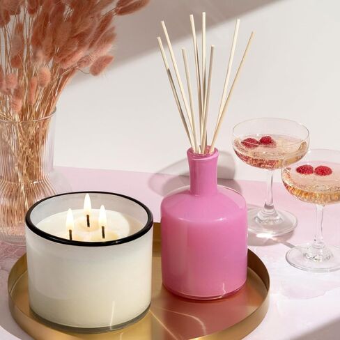 LAFCO New York Signature Reed Diffuser, Feu de Bois - 15 oz - Up to 9 Months Fragrance Life - Reusable, Hand Blown Glass Vessel - Natural Wood Reeds - Made in The USA in Kuwait