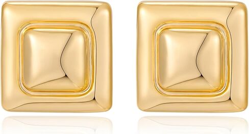 Gold Square Stud Earrings for Women Polished Spiral Stud Earrings for Women Birthday Jewelry in Saudi Arabia