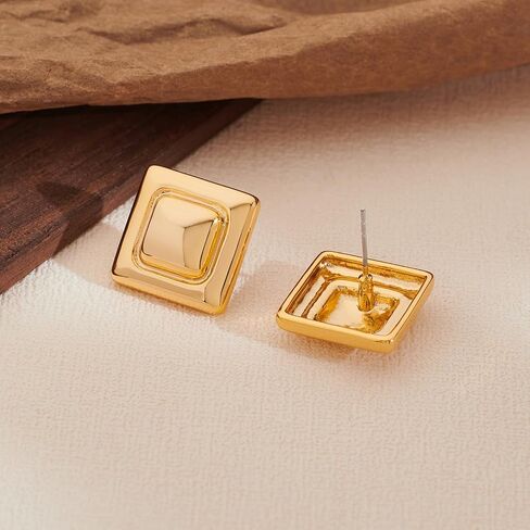 Gold Square Stud Earrings for Women Polished Spiral Stud Earrings for Women Birthday Jewelry in Saudi Arabia
