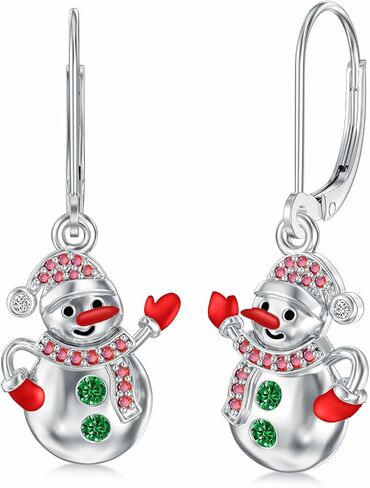 925 Sterling Silver Christmas Earrings for Women Christmas Tree/Snowman/Snowflake/Penguin/Christmas Reindeer Dangle Earrings Winter Holiday Xmas Jewelry Birthday in Saudi Arabia