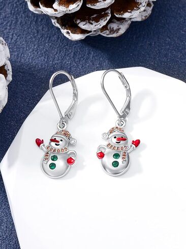925 Sterling Silver Christmas Earrings for Women Christmas Tree/Snowman/Snowflake/Penguin/Christmas Reindeer Dangle Earrings Winter Holiday Xmas Jewelry Birthday in Saudi Arabia