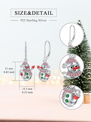 925 Sterling Silver Christmas Earrings for Women Christmas Tree/Snowman/Snowflake/Penguin/Christmas Reindeer Dangle Earrings Winter Holiday Xmas Jewelry Birthday in Saudi Arabia