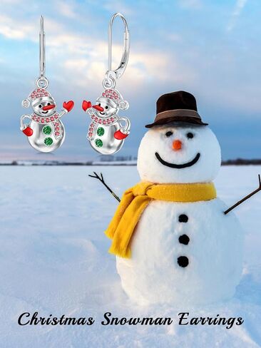 925 Sterling Silver Christmas Earrings for Women Christmas Tree/Snowman/Snowflake/Penguin/Christmas Reindeer Dangle Earrings Winter Holiday Xmas Jewelry Birthday in Saudi Arabia