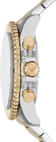 ساعة إمبوريو أرماني للرجال كرونوغراف بسوار من الستانلس ستيل بلونين ذهبي وفضي (موديل: AR11586) in Kuwait