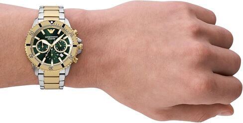 ساعة إمبوريو أرماني للرجال كرونوغراف بسوار من الستانلس ستيل بلونين ذهبي وفضي (موديل: AR11586) in Kuwait