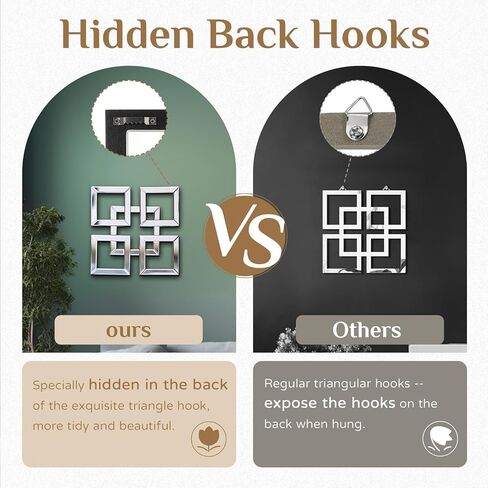 مرايا حديثة لديكور الحائط - بريق الماس المكسر المزخرف بالكريستال للتعليق على الحائط ثلاثي الأبعاد لبيت المزرعة لتزيين غرفة الطعام والمكتب والمطبخ (2، مربع) in Kuwait