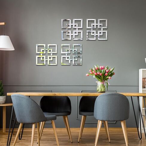 Modern Mirrors for Wall Decor - Crushed Diamond Glitter Decorative Crystal Wall Hanging 3D Farmhouse Wall Art for Dining Room Kitchen Office Mirror Decor (2, Square) in Saudi Arabia