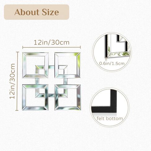 مرايا حديثة لديكور الحائط - بريق الماس المكسر المزخرف بالكريستال للتعليق على الحائط ثلاثي الأبعاد لبيت المزرعة لتزيين غرفة الطعام والمكتب والمطبخ (2، مربع) in Kuwait