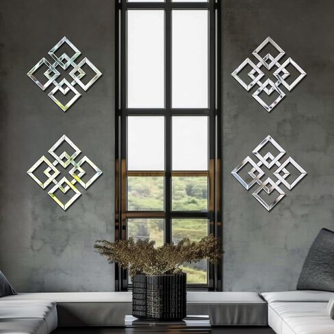 مرايا حديثة لديكور الحائط - بريق الماس المكسر المزخرف بالكريستال للتعليق على الحائط ثلاثي الأبعاد لبيت المزرعة لتزيين غرفة الطعام والمكتب والمطبخ (2، مربع) in Kuwait