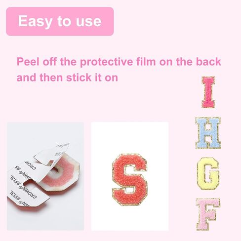 52 Pcs Iron On Letter Patches Colorful Chenille Embroidered Patches with Gold Glitter Border Sew On for Clothes Backpacks Bags Jacket Halloween Christmas Stockings DIY in Saudi Arabia