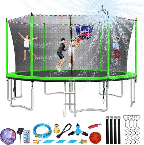ترامبولين مطور بطول 14 قدمًا للأطفال والكبار، ترامبولين كبير في الهواء الطلق مع أوتاد، خفيف، مرش، ترامبولين في الفناء الخلفي مع طوق كرة السلة وشبكة، سعة 4-6 أطفال والكبار in Kuwait