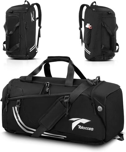 حقيبة رياضية من تولاسيا للرجال، حقيبة سفر من القماش الخشن بسعة 45 لتر، حقائب عطلة نهاية الأسبوع، حقيبة ظهر مع جيب مبلل وحجرة للأحذية، حقيبة رياضية من القماش الخشن للتمرين والمشي لمسافات طويلة والتسلق in Kuwait