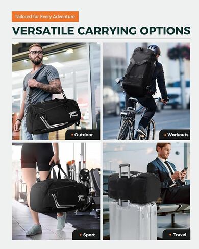 حقيبة رياضية من تولاسيا للرجال، حقيبة سفر من القماش الخشن بسعة 45 لتر، حقائب عطلة نهاية الأسبوع، حقيبة ظهر مع جيب مبلل وحجرة للأحذية، حقيبة رياضية من القماش الخشن للتمرين والمشي لمسافات طويلة والتسلق in Kuwait