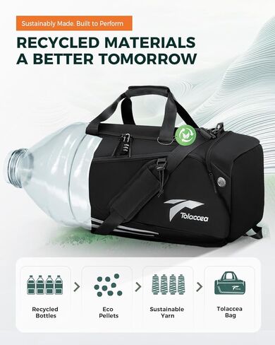 حقيبة رياضية من تولاسيا للرجال، حقيبة سفر من القماش الخشن بسعة 45 لتر، حقائب عطلة نهاية الأسبوع، حقيبة ظهر مع جيب مبلل وحجرة للأحذية، حقيبة رياضية من القماش الخشن للتمرين والمشي لمسافات طويلة والتسلق in Kuwait