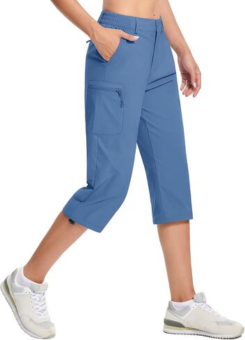 TACVASEN Women's Hiking Pants Cargo Capris Lightweight Water Resistant Quick Dry Casual Joggers Outdoor Zipper Pockets in Kuwait