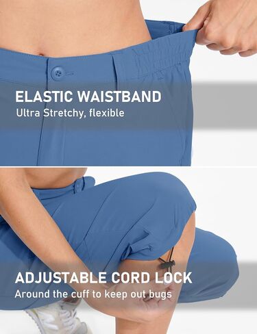 TACVASEN Women's Hiking Pants Cargo Capris Lightweight Water Resistant Quick Dry Casual Joggers Outdoor Zipper Pockets in Kuwait