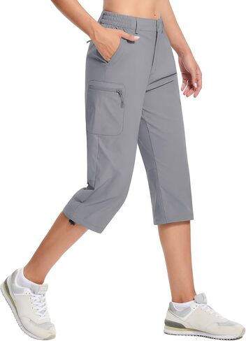TACVASEN Women's Hiking Pants Cargo Capris Lightweight Water Resistant Quick Dry Casual Joggers Outdoor Zipper Pockets in Kuwait