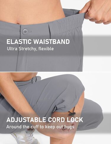 TACVASEN Women's Hiking Pants Cargo Capris Lightweight Water Resistant Quick Dry Casual Joggers Outdoor Zipper Pockets in Kuwait