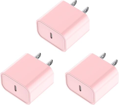 كتلة شاحن سريع iPhone 16/15، 20 وات، 3 عبوات، كتلة شاحن USB C من النوع C، كتلة شحن سريع، قابس جداري، محول PD من النوع C لهاتف iPhone 16 Pro Max/iPhone 15 Plus/14/13/12/11/X/AirPods/ آيباد برو/إير/ميني in Kuwait
