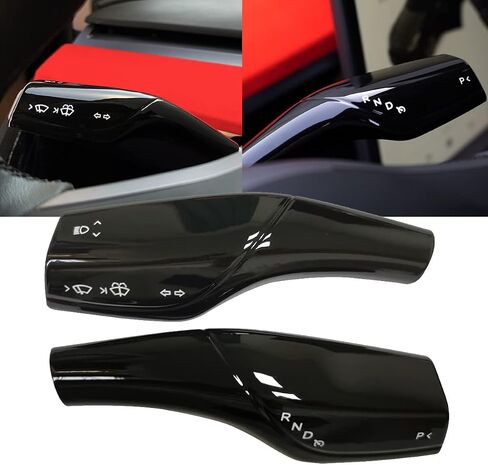 Compatible with Tesla Model 3 Model Y Column Gear Shift Cover Lever Steering Wheel Interior Protection Accessories(Carbon Fiber Pattern) in Kuwait