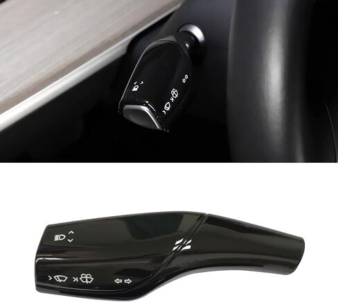 Compatible with Tesla Model 3 Model Y Column Gear Shift Cover Lever Steering Wheel Interior Protection Accessories(Carbon Fiber Pattern) in Kuwait