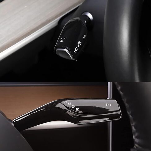 Compatible with Tesla Model 3 Model Y Column Gear Shift Cover Lever Steering Wheel Interior Protection Accessories(Carbon Fiber Pattern) in Kuwait