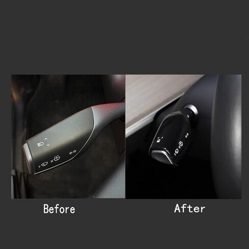 Compatible with Tesla Model 3 Model Y Column Gear Shift Cover Lever Steering Wheel Interior Protection Accessories(Carbon Fiber Pattern) in Kuwait