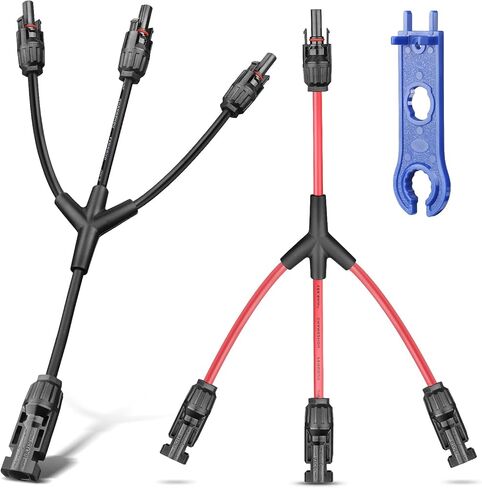 Solar Panel Connectors 3 to 1 Y Branch PV Connector Kit 1 Pair Solar Parallel Adapter 30A IP67 Waterproof Solar Panel Splitter Cable for RVs Roof (M/FFF, F/MMM) in Kuwait