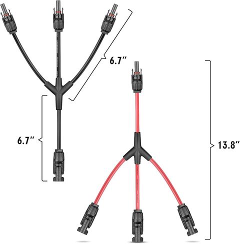 Solar Panel Connectors 3 to 1 Y Branch PV Connector Kit 1 Pair Solar Parallel Adapter 30A IP67 Waterproof Solar Panel Splitter Cable for RVs Roof (M/FFF, F/MMM) in Kuwait
