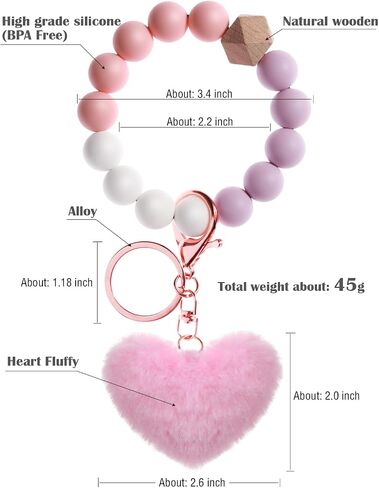 Key Ring Bracelet Silicone Beaded Cute Keychain Wristlet for Women Can Hang Wallet Key Chains Women for Car Keys in Kuwait