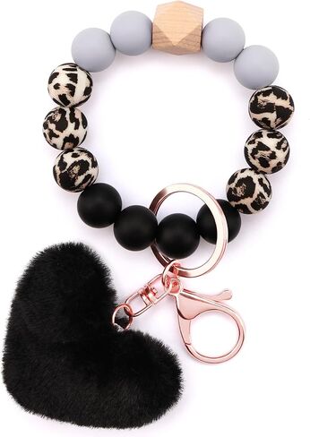 Key Ring Bracelet Silicone Beaded Cute Keychain Wristlet for Women Can Hang Wallet Key Chains Women for Car Keys in Kuwait