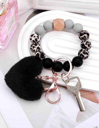 Key Ring Bracelet Silicone Beaded Cute Keychain Wristlet for Women Can Hang Wallet Key Chains Women for Car Keys in Kuwait