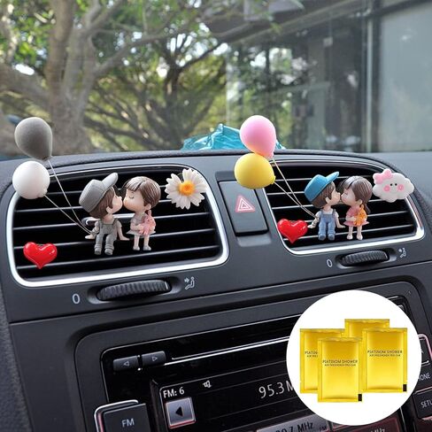 8 Piece Cute Car Air Fresheners Vent Clip,Car Air Conditioner Outlet Clips,Lovely Couple Car Accessories Girl Boy Perfume Clip,Car Air Vent Decorations with 4 Packets Fragrance Tablets in Saudi Arabia