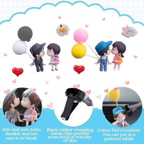 8 Piece Cute Car Air Fresheners Vent Clip,Car Air Conditioner Outlet Clips,Lovely Couple Car Accessories Girl Boy Perfume Clip,Car Air Vent Decorations with 4 Packets Fragrance Tablets in Saudi Arabia